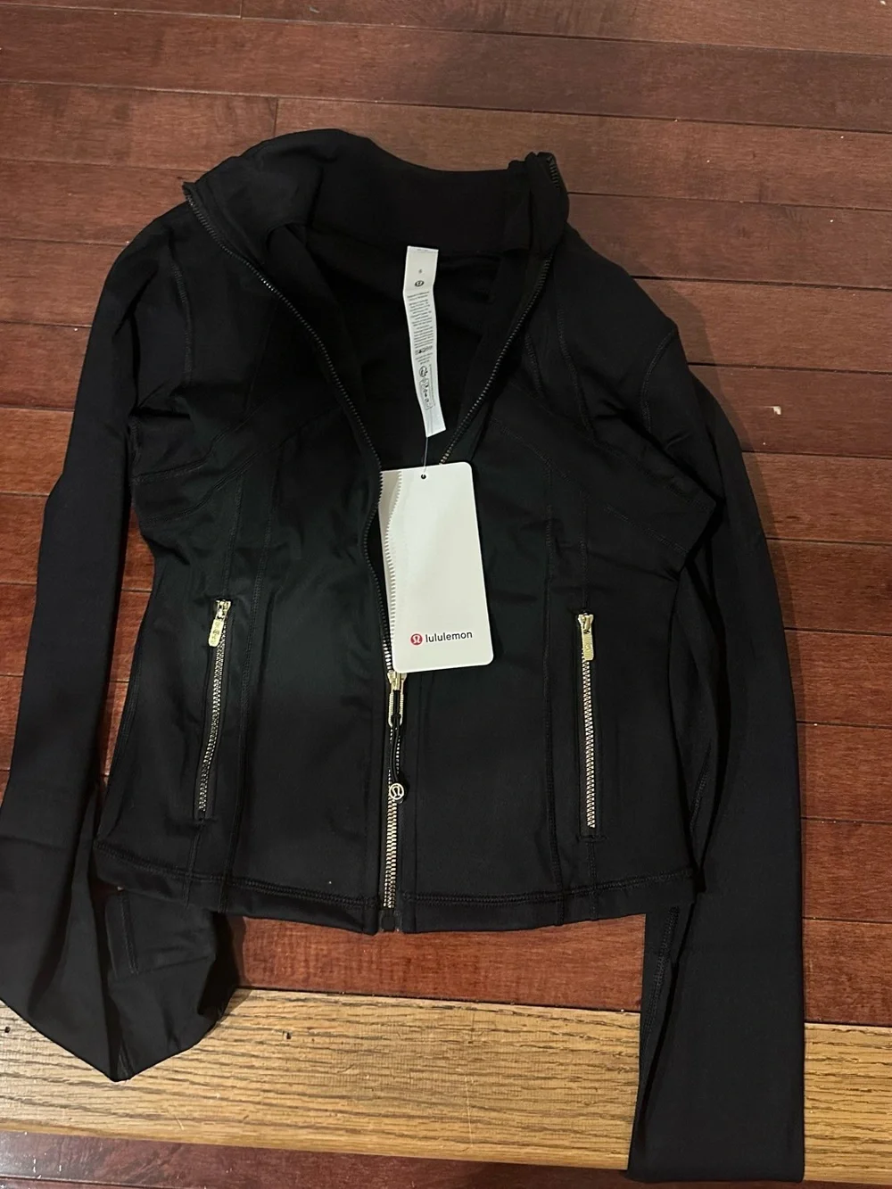 lululemon athletica Black Zip Jacket and High-Rise Leggings Set with Gold Accent - Picture 2 of 6